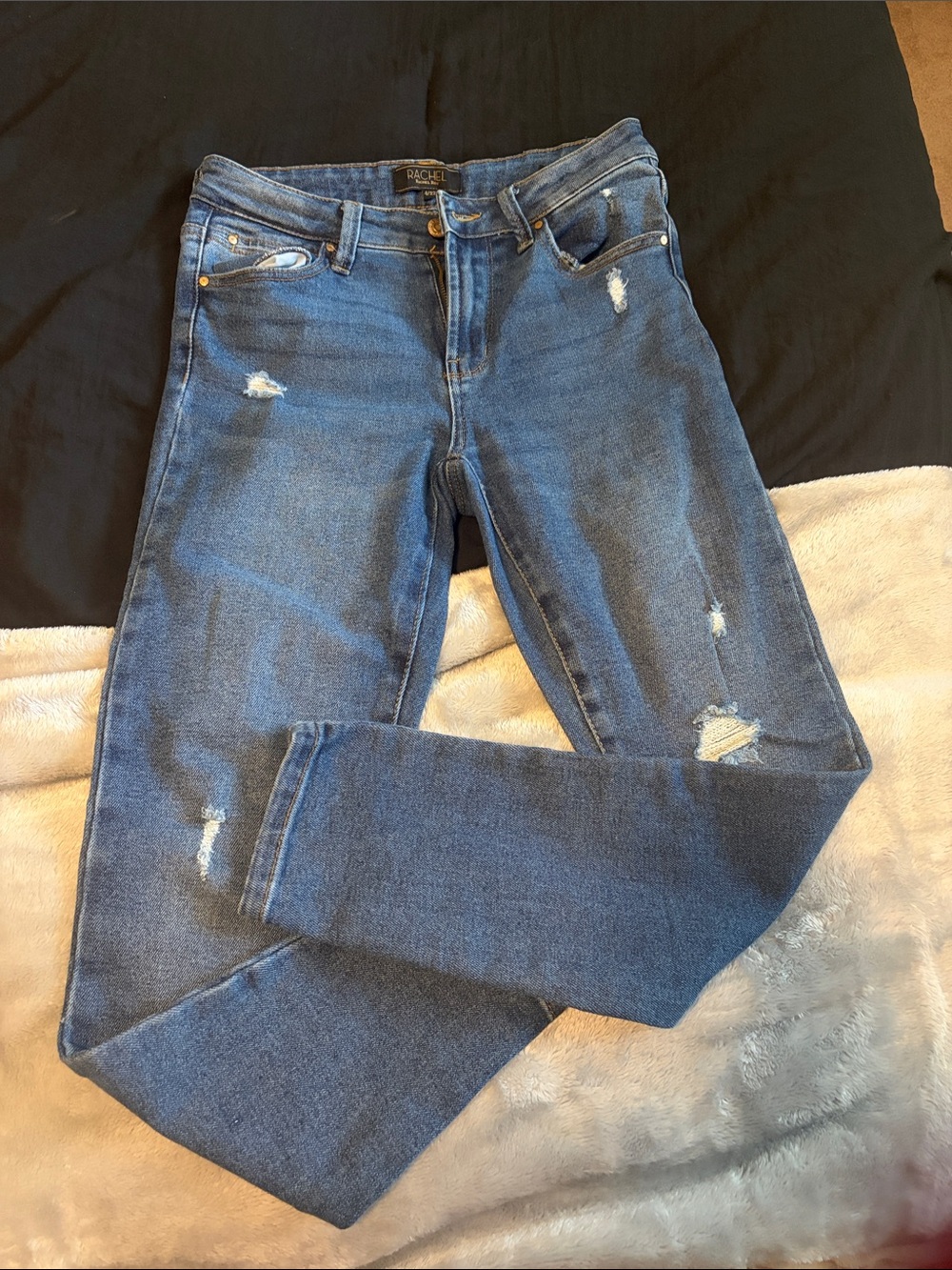 RACHEL Rachel Roy Mid Blue Distressed Skinny Jeans